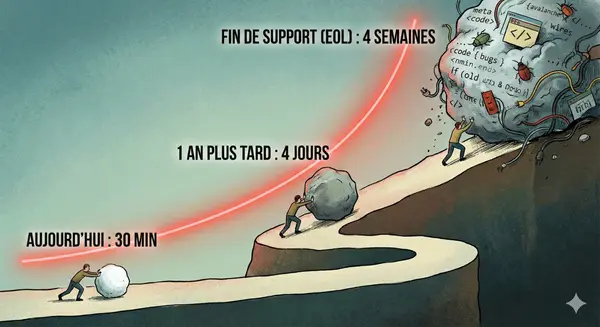 Le coût exponentiel de la dette technique dans le temps